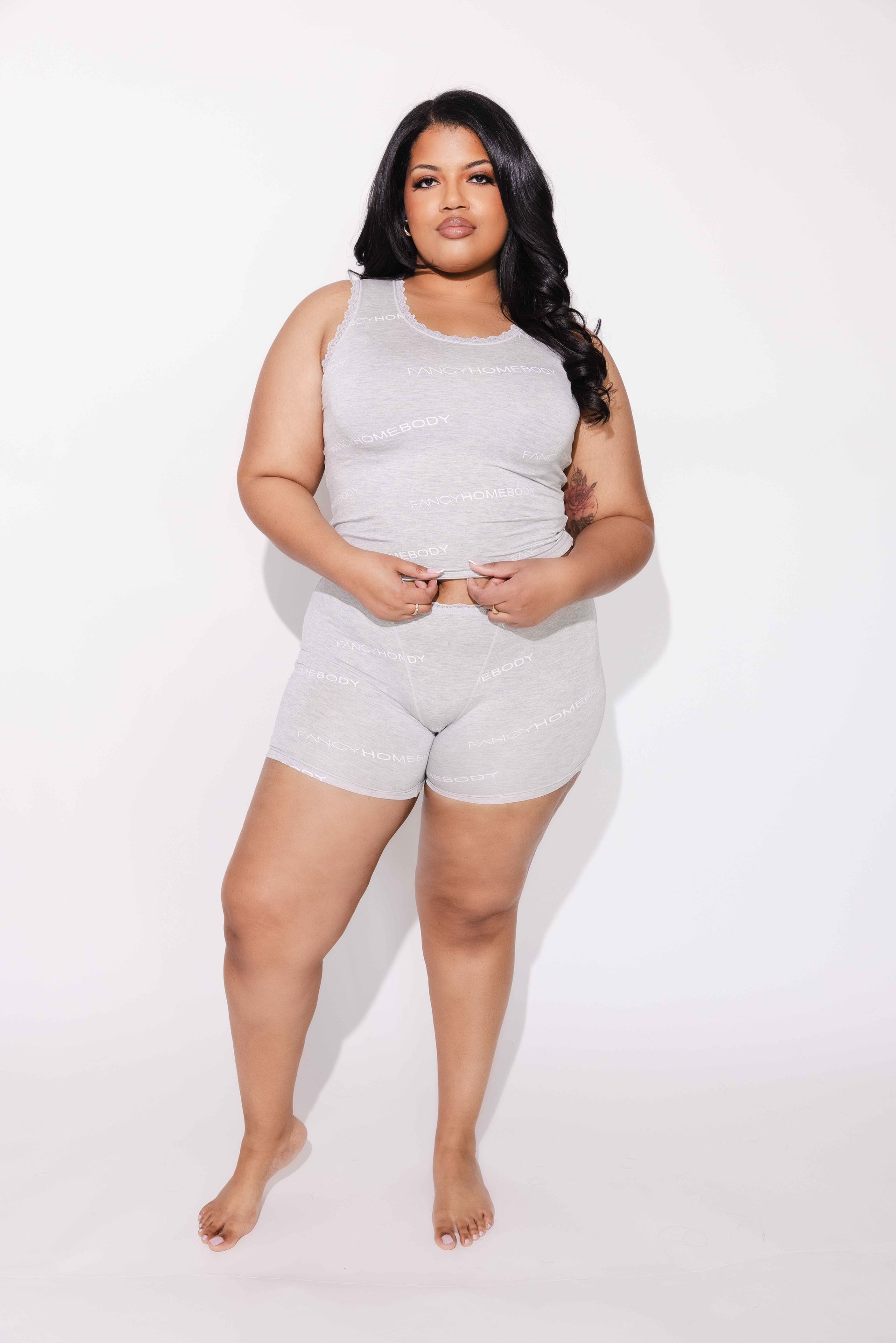 LogoLuxe Lace Trim Tank & Short Set – Fancy Homebody