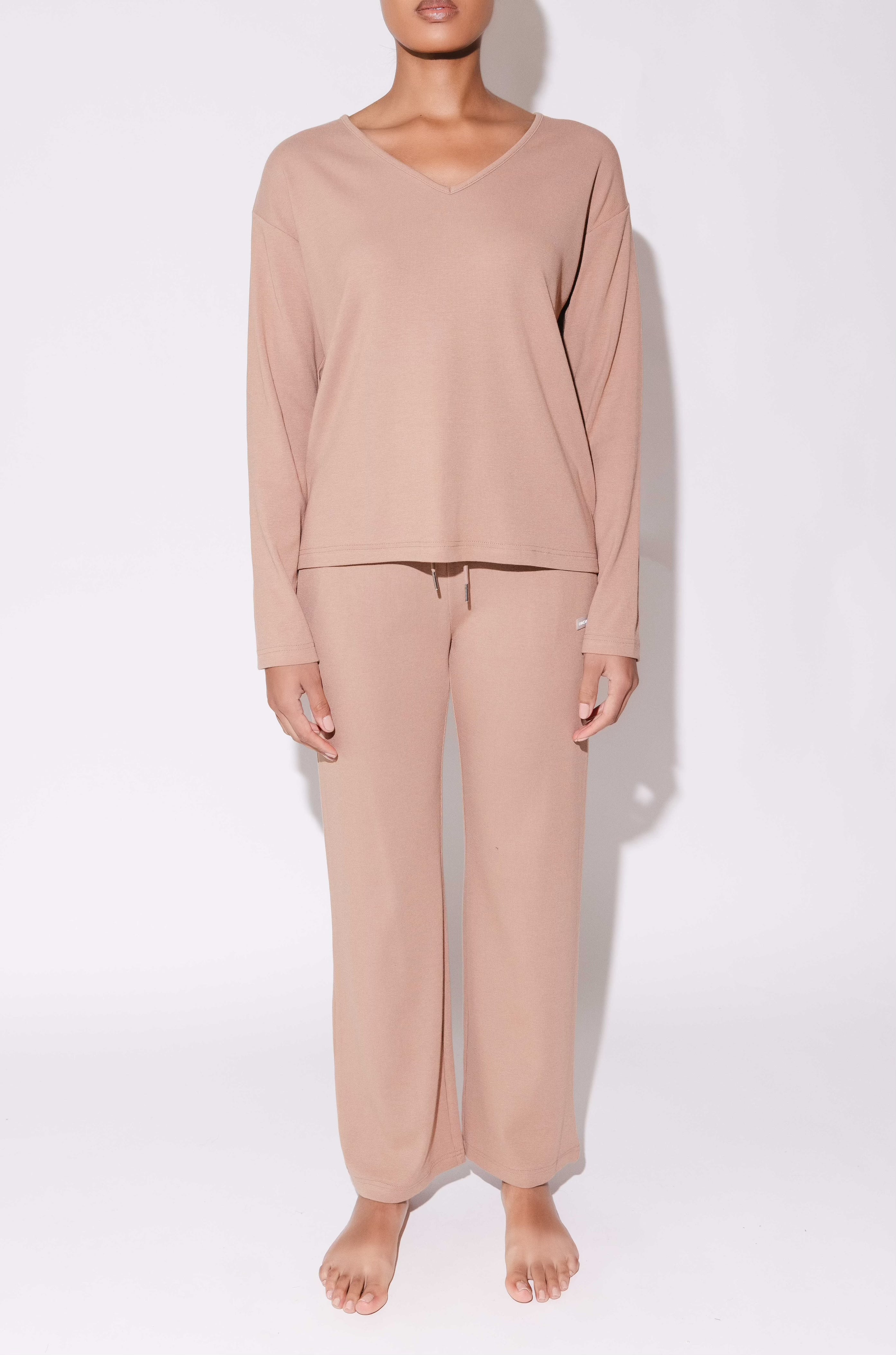 ROSIER DreamPajama Long Sleeve &pantsセット Signature Ribbed | 2PC Relaxed Long Sleeve Set – Fancy Homebody