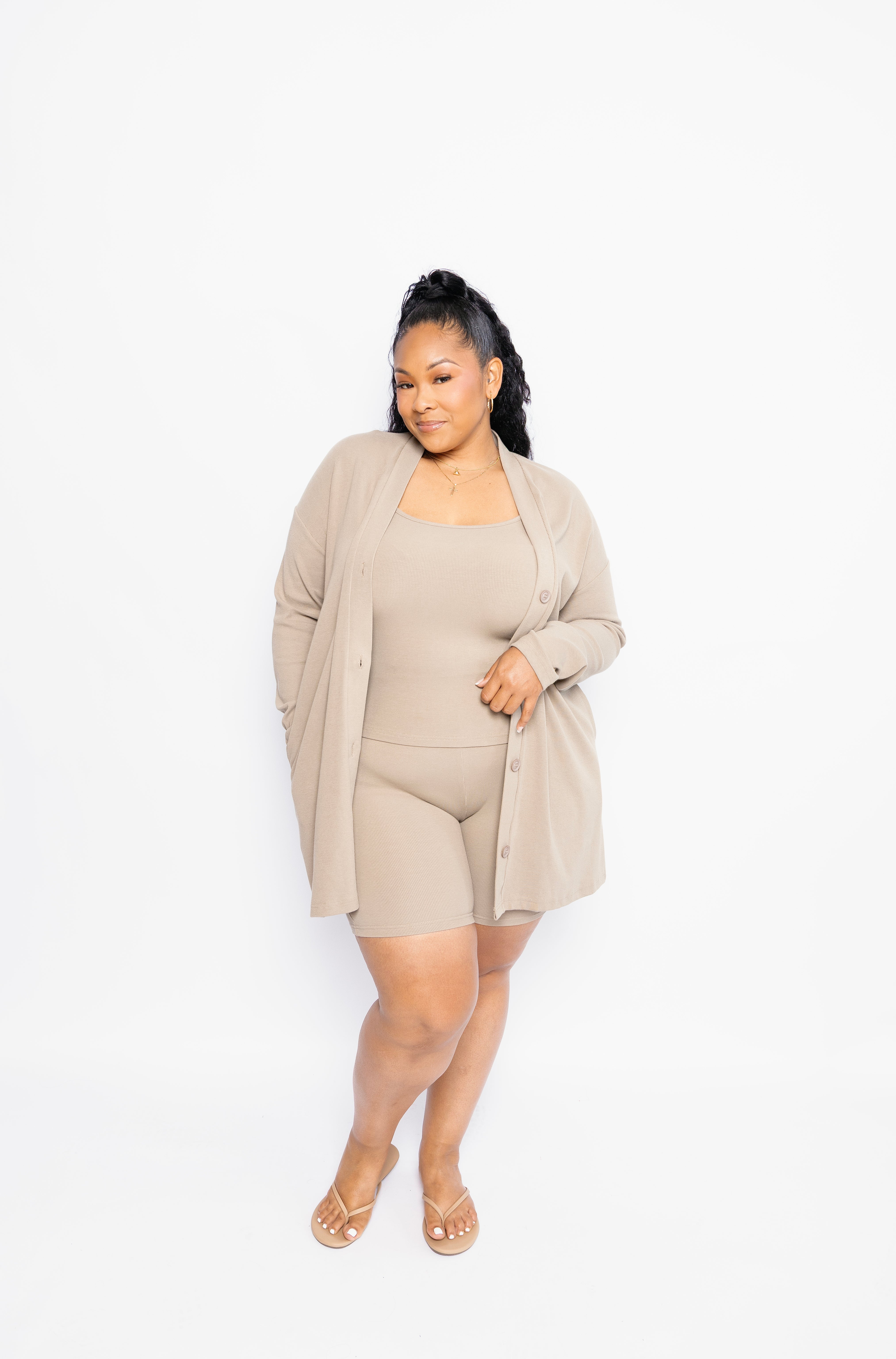 Signature Ribbed | 3Pc Cardigan & Short Set – Fancy Homebody
