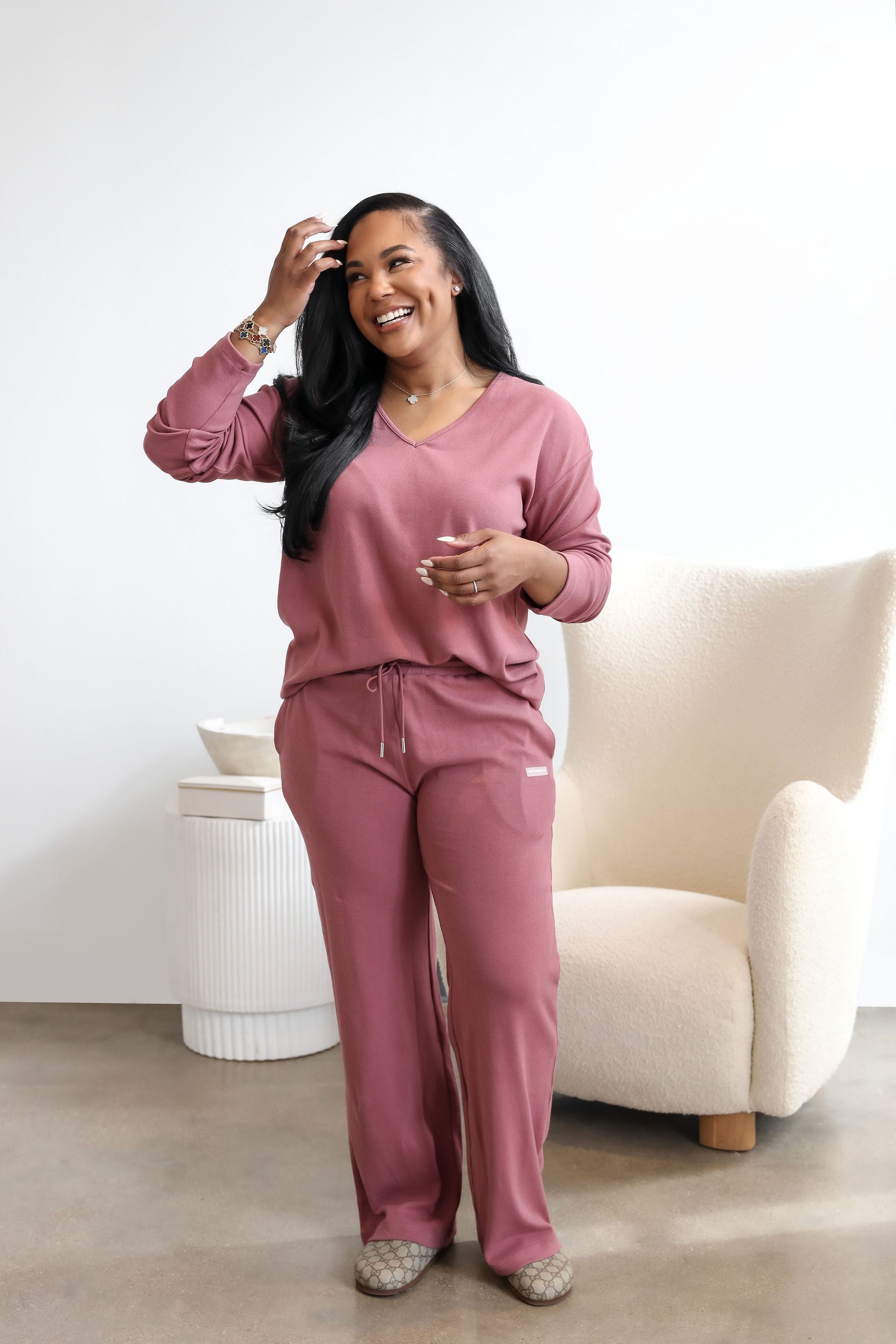 Signature Ribbed | 2PC Relaxed Long Sleeve Set – Fancy Homebody