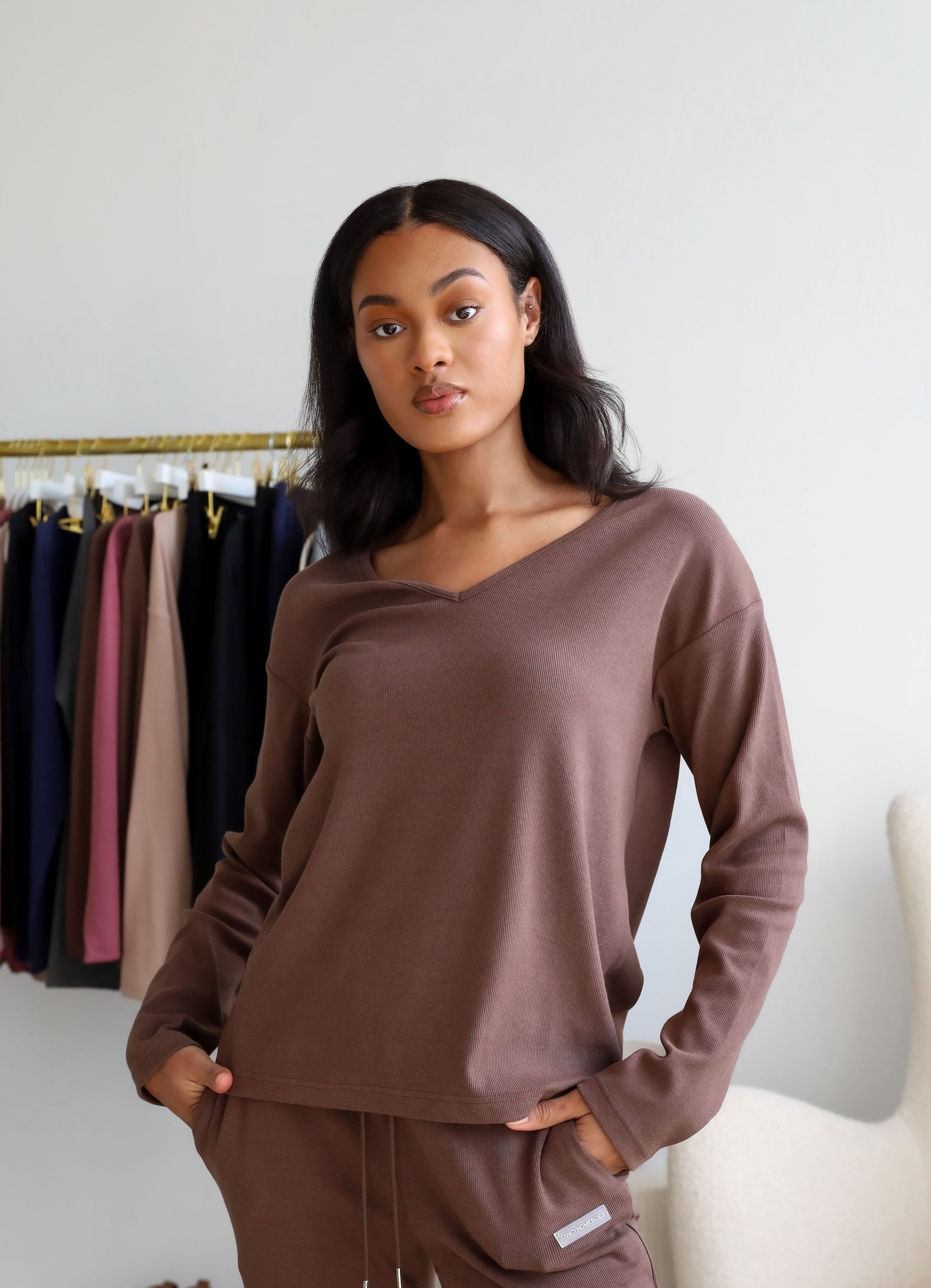Signature Ribbed | 2PC Relaxed Long Sleeve Set – Fancy Homebody