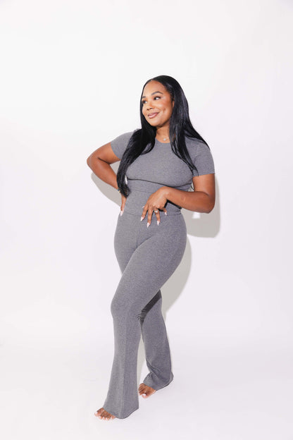 Signature Ribbed | Crew & Flare Legging Set