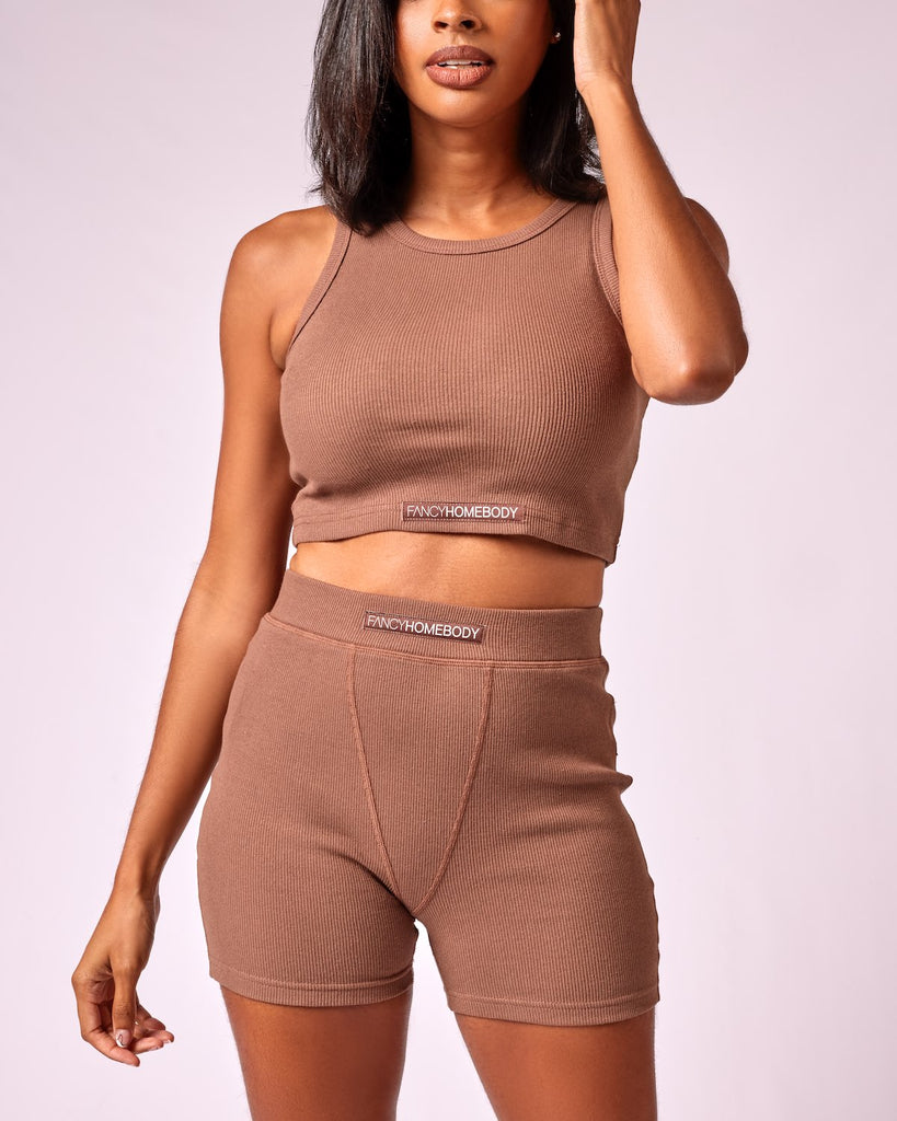Cotton Ribbed: Cropped Muscle Tank + Boxer Set