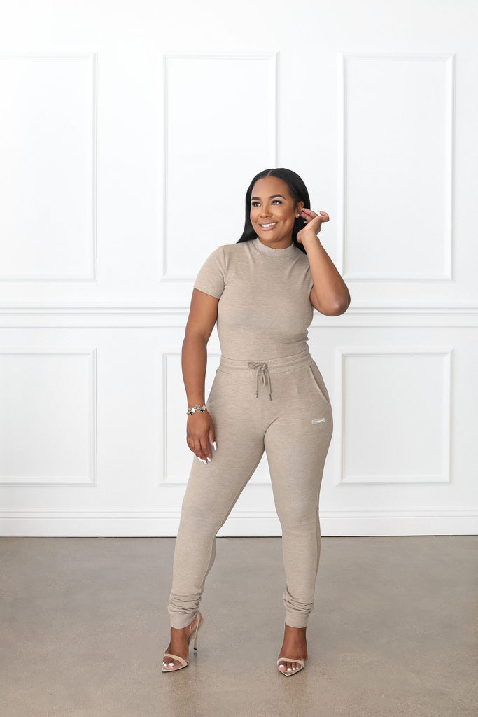 Essential Smooth High Neck Tee + Jogger Set
