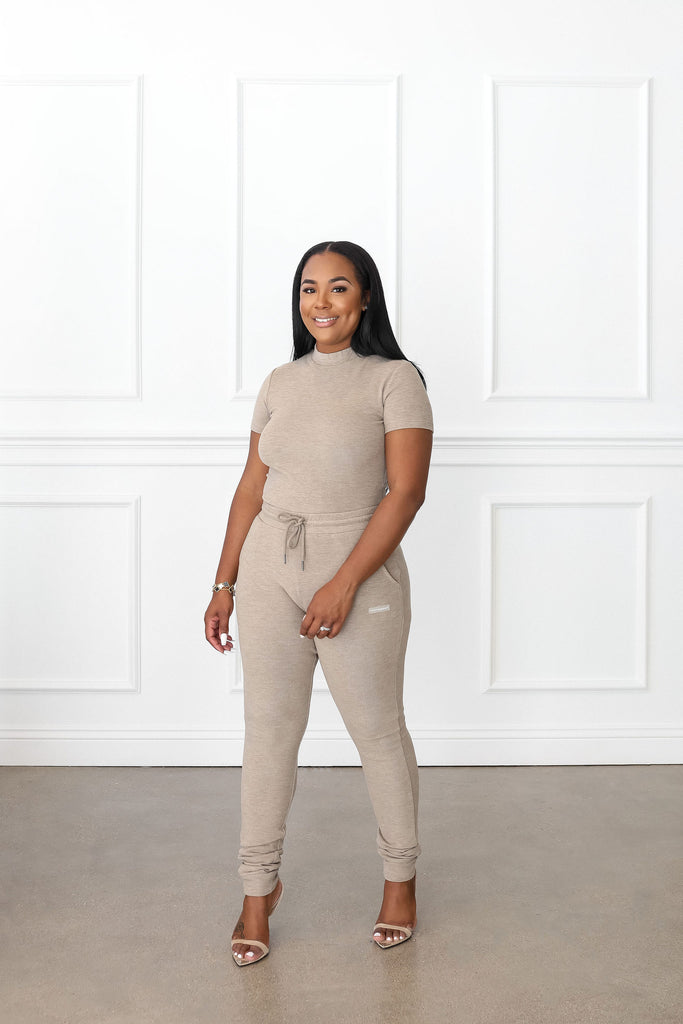 Essential Smooth High Neck Tee + Jogger Set